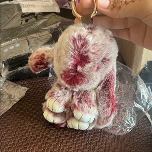 Plush Bunny Keychain - Red and White